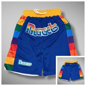 Vintage 1991-92 Denver Nuggets Just Don Made in USA Nylon Basketball Shorts SM
